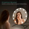 EMKE Runder Schminkspiegel Hollywood Spiegel mit Beleuchtung LED Tischspiegel, mit Touch, 3 Lichtfarben,9 Dimmbaren LED-Leuchtmitteln,7 x Vergrößerungsspiegel,Memory-Funktion, 360° Drehbar,Schwarz,40 cm Bild 4