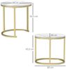 HOMCOM Couchtisch 2er Set Stapelbarer Kaffeetisch mit Stahlrahmen (Sofatisch, 2-St, Beistelltisch), für Wohnzimmer, Schlafzimmer, Balkon, Weiß Bild 2