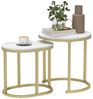 HOMCOM Couchtisch 2er Set Stapelbarer Kaffeetisch mit Stahlrahmen (Sofatisch, 2-St, Beistelltisch), für Wohnzimmer, Schlafzimmer, Balkon, Weiß Bild 4