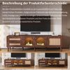 Merax 180 cm brauner TV-Schrank für 80-Zoll-Fernseher – mit 2 Rattan-Schubladen, 2 gewölbten Glastüren und 1 Rattan-Tür, LED-Beleuchtung, bietet stilvolle Aufbewahrung, TV-Board Bild 5