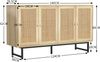 Sideboard aus Spanplatte mit Rattangeflecht, 4 Türen & Metallgestell, 140x39,5x80 cm, Holzfarbe Bild 3