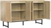 Sideboard aus Spanplatte mit Rattangeflecht, 4 Türen & Metallgestell, 140x39,5x80 cm, Holzfarbe Bild 5