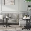 Glas-Beistelltisch 2er Set C-förmig Schwarz für Couch und Sofa Bild 2