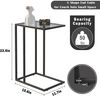 Glas-Beistelltisch 2er Set C-förmig Schwarz für Couch und Sofa Bild 3