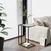 Glas-Beistelltisch 2er Set C-förmig Schwarz für Couch und Sofa Bild 4