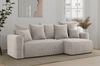 MEBLINI Schlafcouch mit Bettkasten - 238x142x73cm - Creme Cordstoff - DAVE - Kleines Ecksofa mit Schlaffunktion - Sofa mit Relaxfunktion und Kissen - Kleine Couch L-Form - Eckcouch Bild 2