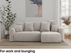 MEBLINI Schlafcouch mit Bettkasten - 238x142x73cm - Creme Cordstoff - DAVE - Kleines Ecksofa mit Schlaffunktion - Sofa mit Relaxfunktion und Kissen - Kleine Couch L-Form - Eckcouch Bild 3