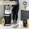 Wäschetonne mit Deckel und Wäschesack rund 50L, aus Metall schwarz Bild 3