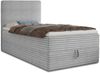 Boxspringbett Mollo Mini mit Bettkasten und Matratzentopper - Einzelbett mit Bonell-Matratze und Topper, Polsterbett in weichem Cordstoff, Bett, Schlafzimmer (Grau (Tilia 86), 90 x 200 cm) Bild 2