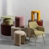 Hocker Charlie aus Chenille-Stoff, rundes Design, modern, naturfarben, gepolstert und pflegeleicht Bild 5