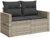 vidaXL Gartensofa mit Kissen 2-Sitzer Hellgrau Poly Rattan 366196 Bild 2