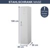 Umkleideschrank Spind KACPER - 1 Abteil, Etikettenhalter Lüftungsschlitze | Umkleidespind Metall Schließfachschrank Garderobenspind, 180x40x50cm Grau Bild 2
