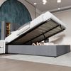 Polsterbett Baumwolle mit Stauraum, Wireless Charging & USB-Anschluss, 180x200 cm, Grau, ohne Matratze Bild 2