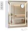 VASAGLE Wandschrank, mit Spiegel und LED-Beleuchtung, mit Steckdosenleiste, Entfogging-Funktion, Vergrößerungsspiegel, Holz weiß, 16,5 x 50 x 60 cm Bild 4