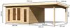 Gartenhaus Radeburg 3 - 369x369 cm plus Anbaudach 3,30m mit Rückwand, 40 mm Holz naturbelassen, Karibu Bild 2
