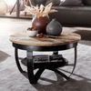 Wohnling Couchtisch 60 x 34 x 60 cm Mango Massivholz / Metall Industrial Schwarz Rund Bild 3