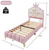 Flieks Polsterbett, LED Prinzessinnenbett Kinderbett 90x200cm mit Krone-Design-Kopfteil Bild 4