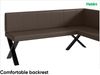 MEBLINI Eckbank für Esszimmer mit ausziehbarem Tisch - Küchenbank - Essecke - Sitzecke Küche - PETER - X-Beine 128x168x87cm Rechts - Braun Kunstleder/M Weiß Matt Bild 5