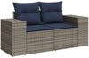 vidaXL 4-teiliges Gartensofa-Set mit Kissen, grau, Polyrattan 3222470 Bild 5