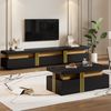 TV-Schrank & Couchtisch Set, schwarz mit Marmoroptik, 200x40x42 cm & 100x50x40 cm Bild 2