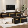 TV-Schrank & Couchtisch Set, schwarz mit Marmoroptik, 200x40x42 cm & 100x50x40 cm Bild 2