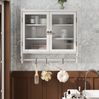 Wandschrank 63 x 60 x 18 cm mit Glastüren – Hängeschrank in Weiß gewaschen aus Massivholz, MDF und Glas Bild 5