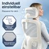 CLOUVOU BrightSeat, ergonomischer Bürostuhl, Rückenlehne mit Mesh Bezug, 2D-Armlehnen, 3D-Kopfstütze, FluxWheels, Creme-Weiß Bild 5