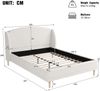 Merax Doppelbett Polsterbett 140×190 cm mit Bouclé-Stoffbezug, geschwungenem Kopfteil, stabilem Lattenrost, Beinen aus Gummibaumholz, weiß Bild 4