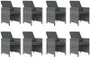 vidaXL 9-tlg. Garten-Essgruppe mit Kissen Poly Rattan Grau 3095525 Bild 4