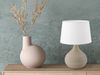 LED Tischleuchte mit Keramikfuß Beige & Stoffschirm Weiß, Höhe 29cm Bild 5