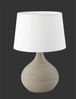 LED Tischleuchte mit Keramikfuß Beige & Stoffschirm Weiß, Höhe 29cm Bild 2