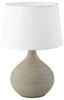 LED Tischleuchte mit Keramikfuß Beige & Stoffschirm Weiß, Höhe 29cm Bild 4