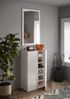 Schuhschrank >Farina< 2 Türen, Weiss Hochglanz Lack / Eiche Cadiz Dekor - 70x111x35cm B/H/T Bild 3