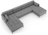 Micadoni Panorama-Sofa Mamaia 6-Sitzer Samt Bluvel Hellgrau schwarze Beine Bild 2