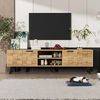 Merax Lowboard mit Holzmaserungsdesign und dämpfenden Scharnieren (1 St), TV-Schrank mit 2 Türen und 2 offenen Fächern, 160,5×35,5×45 cm Bild 3