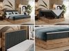 Boxspringbett mit dekorativem Kopfteil und zwei Bettkästen, Eiche Holzrahmen - ALBERO 4 - 160x200 cm - Dunkelgrau Stoff - H3 Bild 2