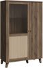 Forte GLENKEEN Vitrine 100, Vitrine im Boho-Stil mit Rattangeflecht, 2-türig, Holzwerkstoff, Valencia Eiche Holzdekor | Naturrattan, 99,5 cm breit x 154,4 cm hoch x 42 cm tief Bild 3
