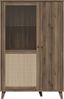 Forte GLENKEEN Vitrine 100, Vitrine im Boho-Stil mit Rattangeflecht, 2-türig, Holzwerkstoff, Valencia Eiche Holzdekor | Naturrattan, 99,5 cm breit x 154,4 cm hoch x 42 cm tief Bild 2