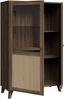 Forte GLENKEEN Vitrine 100, Vitrine im Boho-Stil mit Rattangeflecht, 2-türig, Holzwerkstoff, Valencia Eiche Holzdekor | Naturrattan, 99,5 cm breit x 154,4 cm hoch x 42 cm tief Bild 5
