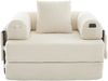 LVHOM 3-in-1 Schlafsessel, Klappsofa mit Schlaffunktion, Einzelschlafsofa mit Seitentaschen und Kissen, Polstersofa aus Cordstoff, frei Kombination, Beige Bild 2