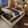 TavilaEcon Boxspringbett Polsterbett mit innovativem Design im Kopfteil & LED-Lichtleiste (1-St), mit USB- und Typ-C-Anschlüsse, 90×200cm, beige Bild 3
