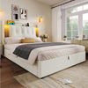 TavilaEcon Boxspringbett Polsterbett mit innovativem Design im Kopfteil & LED-Lichtleiste (1-St), mit USB- und Typ-C-Anschlüsse, 90×200cm, beige Bild 2