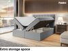 MEBLINI Boxspringbett ERLING 180x200 cm mit Bettkasten - H3/Grau Webstoff Polsterbett - Doppelbett mit Topper & Bonellfederkern-Matratze Bild 5