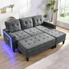 L-Form-Schlafsofa 156x115 cm mit XXL-Fußbank, LED-Beleuchtung und USB-Anschluss – modular in Antique Gray Bild 3