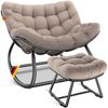 KESSER® Schaukelstuhl für drinnen & draußen ergonomischer Schaukelsessel | maximale Belastung von 120kg Relaxsessel mit Rutschfesten Füßen, Witterungsbeständig | Ideal für Balkon, Garten & Wohnzimmer Taupe, XXL Chillexer Pro Bild 4
