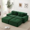 Flieks 2-Sitzer Sofa, Modular Schlafsofa, Tiefsofa Loveseat mit 2 Ottoman & 2 Kissen, Cord, Grün Bild 3
