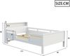 Holzbett 90 x 200 cm, USB- und Tape-C-Kombi-Steckdose, Kleine LED-Leuchte, Kopfteil mit Ablagefunktion, Kinderbett, Einzelbett, Multifunktionsbett,Kiefernholz, Weiß Bild 5