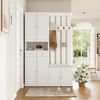 Flurbank Schuhschrank mit Haken und 2 Schubladen Flurmöbel Aufbewahrung Weiß Modern Eingangsbereich Bild 3