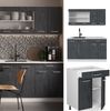 Küchenzeile R-Line Schwarz Beton/Weiß 140 cm AP Eiche Vicco Bild 2