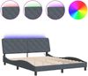 vidaXL Bettgestell mit LED ohne Matratze Dunkelgrau 160x200 cm Samt 3213862 Bild 2